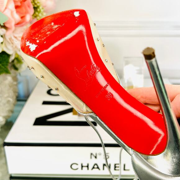 Christian Louboutin MAIA LABELLA ALTA 120 Rete/Glitter Stiletto Pump 36IT - Picture 12 of 14